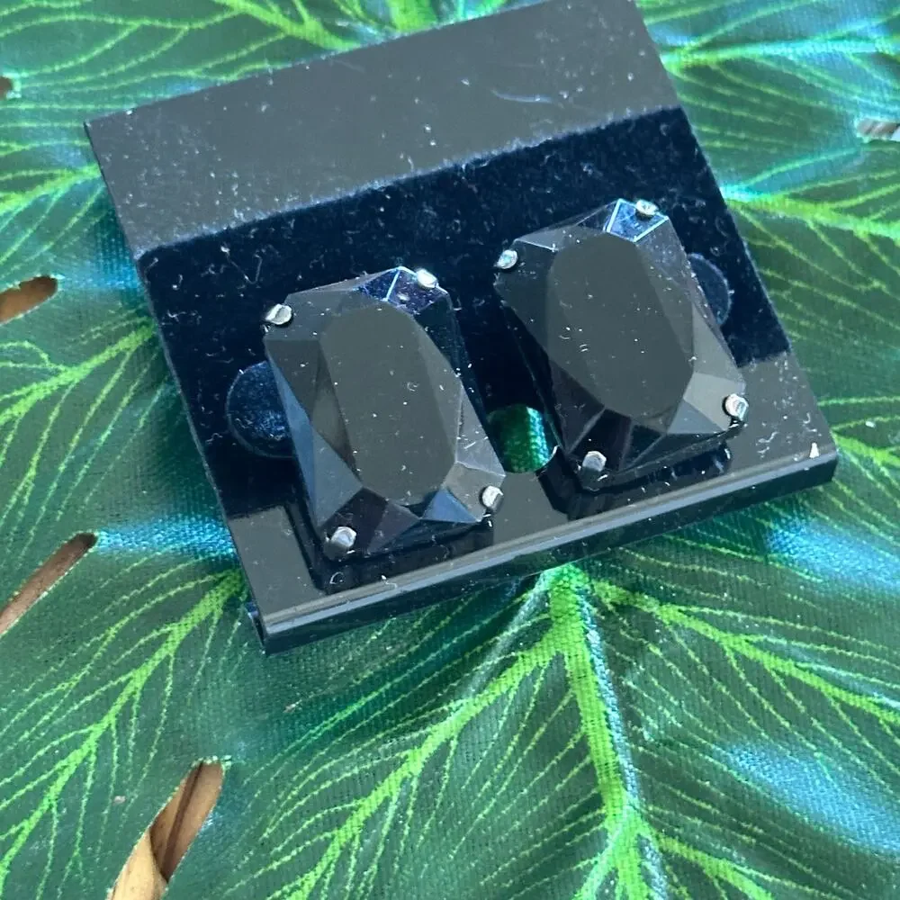 BOGO FREE BLACK RECTANGULAR EARRINGS STUDS